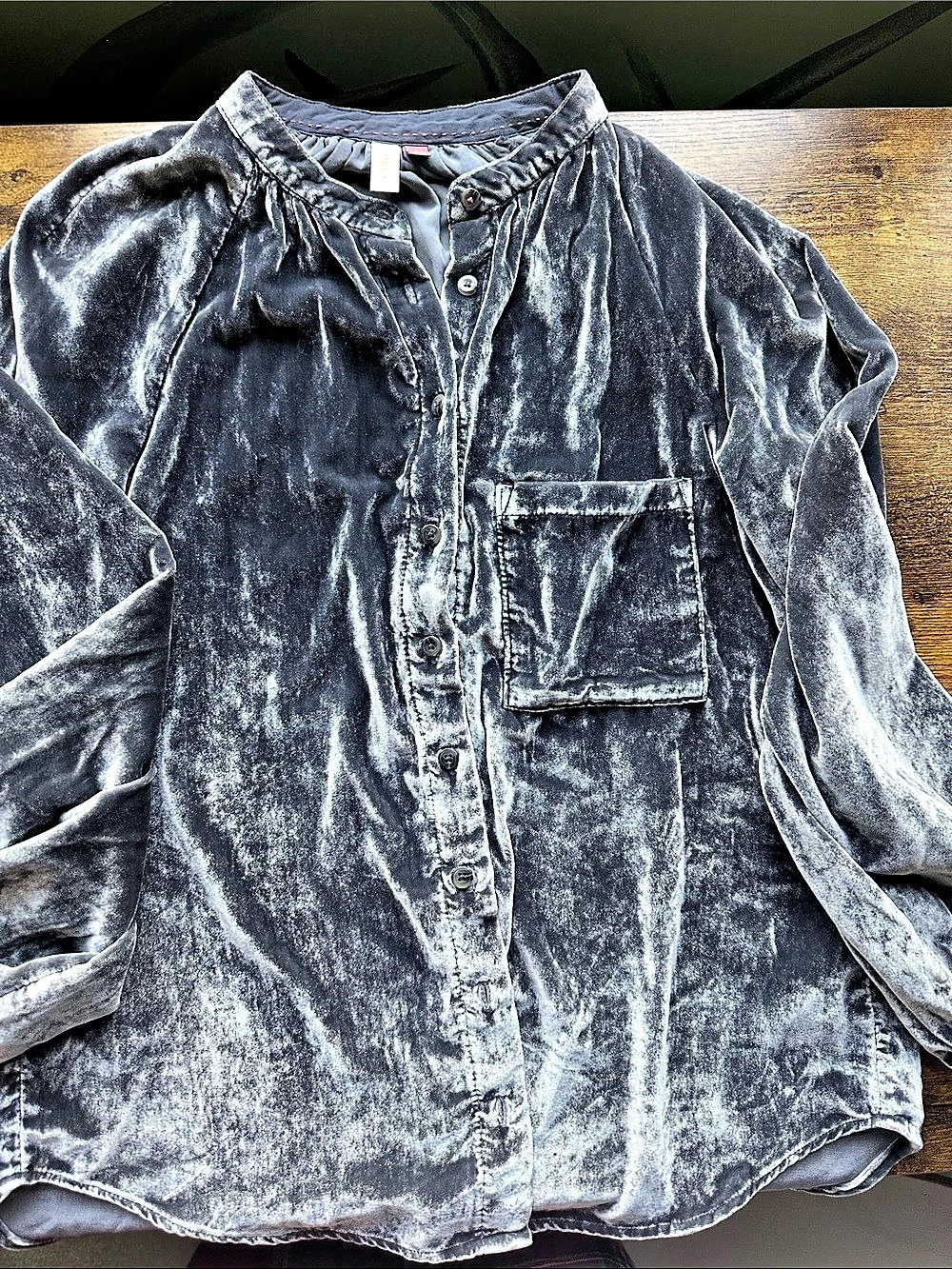 Pilcro Puff-Sleeved Velvet Buttondown from Anthropologie